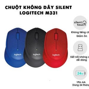 Chuột không dây Logitech M331 Silent (Đen/Xanh/Đỏ)